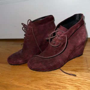 Maroon Suede Wedges - size 7